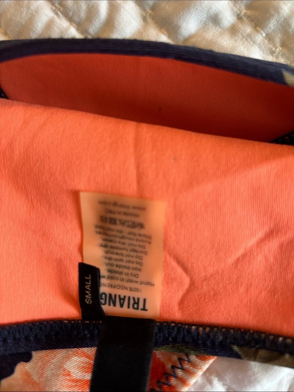 triangl Neoprene swimsuit  Navy-Trim Coral  2 piece Bikini  set size small